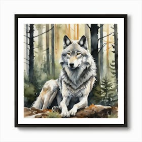Wolf In The Woods 74 Art Print