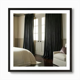 Bedroom With Black Curtains 2 Art Print