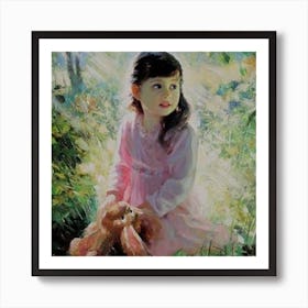 Little Girl With Teddy Bear Art Print