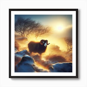 Ram In The Snow Art Print