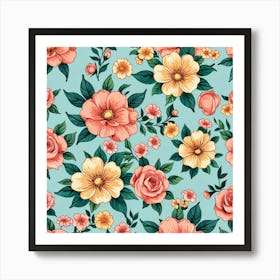 Seamless Floral Pattern 6 Art Print