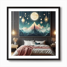 Moon And Stars Art Print