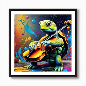 Turtle Playing Violin Art Print