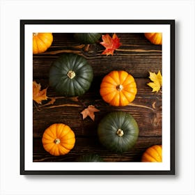 Assortment Of Vibrant Autumn Gourds And Pumpkins Thanksgiving Themed Scattered Artistically Across (2) Art Print