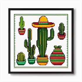 Cactus Cross Stitch Poster