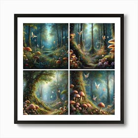 An enchanted forest at twilight. Art Print