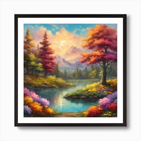 Sunset By The Lake 5 Art Print