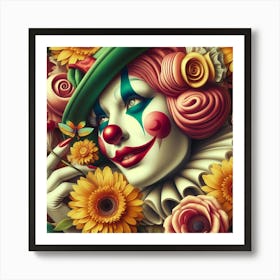 Clown With Sunflowers Art Print