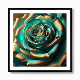 Teal Rose Art Print