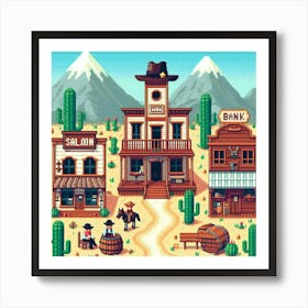 8-bit western town 3 Art Print