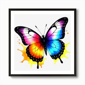 Butterfly With Paint Splashes 22 Art Print