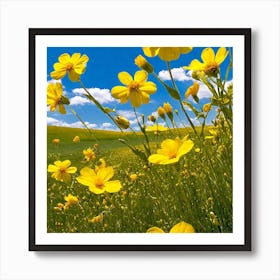 Yellow Flowers In A Field 6 Art Print