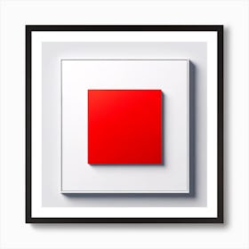 Red Square On A White Wall Art Print