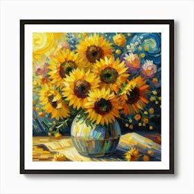 Sunflowers In A Vase 4 Art Print