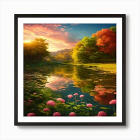 Sunset By The Lake Art Print