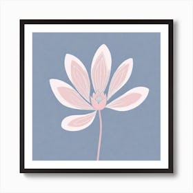 A White And Pink Flower In Minimalist Style Square Composition 465 Art Print