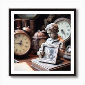 Boy Holding A Picture Art Print