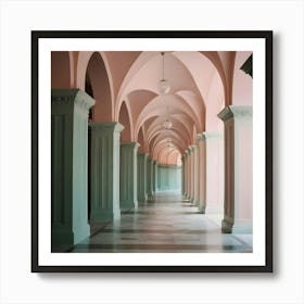 Pink Hallway - Hallway Stock Videos & Royalty-Free Footage 1 Art Print