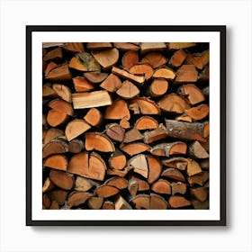 Firefly Stacked Firewood Logs With Natural Wood Texture 36616 (2) Art Print