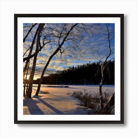 Sunrise Over A Frozen Lake Art Print