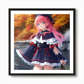 Anime Girl With Pink Hair 5 Art Print