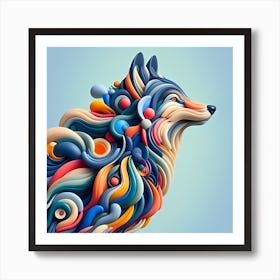 Abstract Wolf Art Print