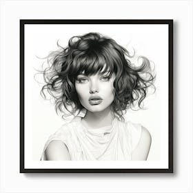 Black And White Portrait Of A Woman Art Print