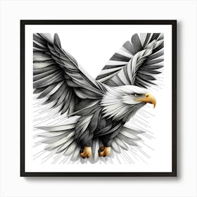 Eagle Spread Wings Color Drawing - Wild Bird Artwork 104 Art Print