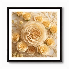 Quilled Delicate Petals: Pastel Brown Roses Art Print