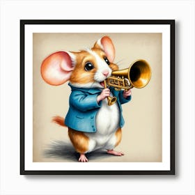 Mouse Playing The Trumpet Art Print