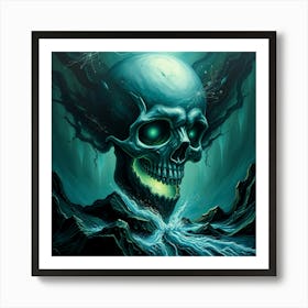 Skull In The Water Art Print