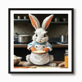 Bunny In Kitchen Art Print