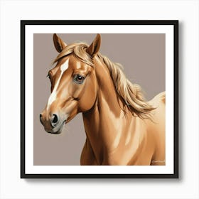 Illustration Of Light Brown Horse Art Print 3 Art Print