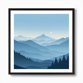 Misty mountains background in blue tone 71 Art Print