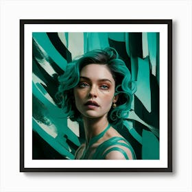 Girl With Green Hair 5 Art Print