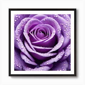 Purple Rose With Water Droplets 2 Art Print