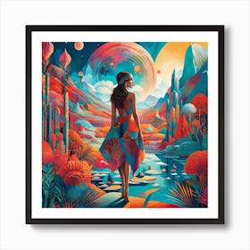 Young Girl's Wonderland Abstract Painting Art Print