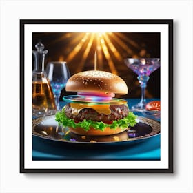 Burger With Lights Art Print