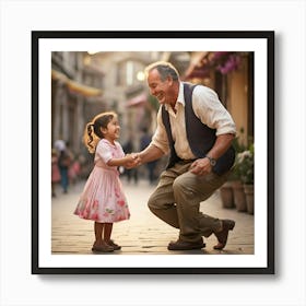 Old Man And Little Girl Art Print