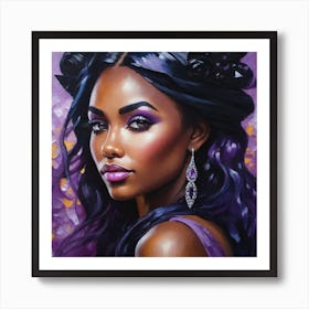 Black Woman With Purple Hair Art Print