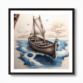 Boat In The Sea Art Print