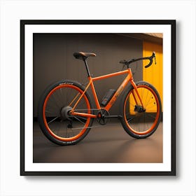 Orange Bicycle Art Print