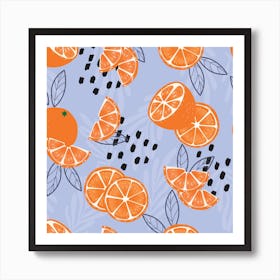 Orange Pattern On Pale Purple Square Art Print