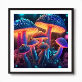 Colorful Mushrooms Art Print