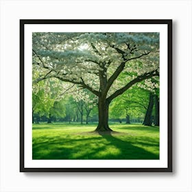 An Awe Inspiring Tree Gleaming With Spring Blossoms Standing Tall Amidst The Tranquility Of A Seren (5) Art Print