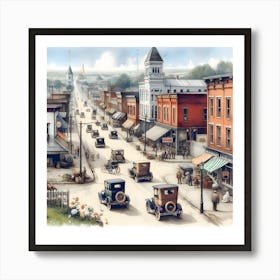 Early Small Town America And The Automobile ~Reimagined 8 Art Print