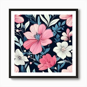 Seamless Floral Pattern 2 Art Print