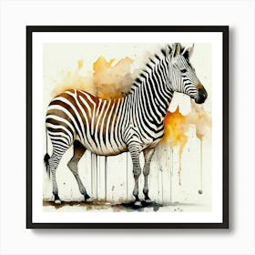 Zebra Watercolor Painting Art Print