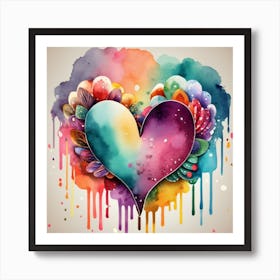 Heart Watercolor Painting Art Print