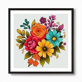 Bouquet Of Flowers,A close up of a bunch of flowers Art Print